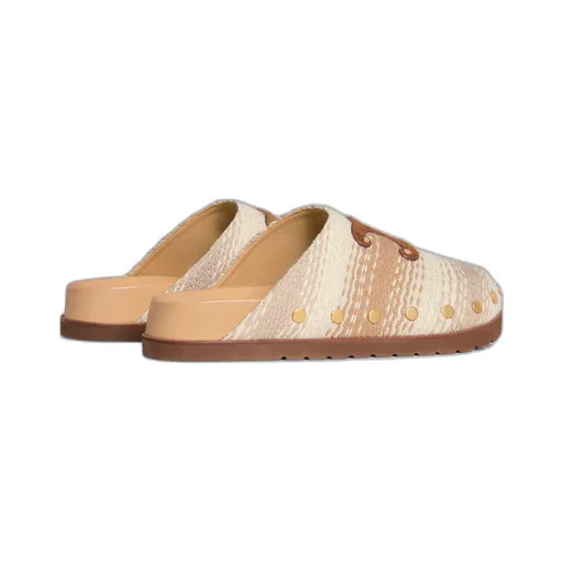 Celine Pitea Clog In Striped Cotton Textile