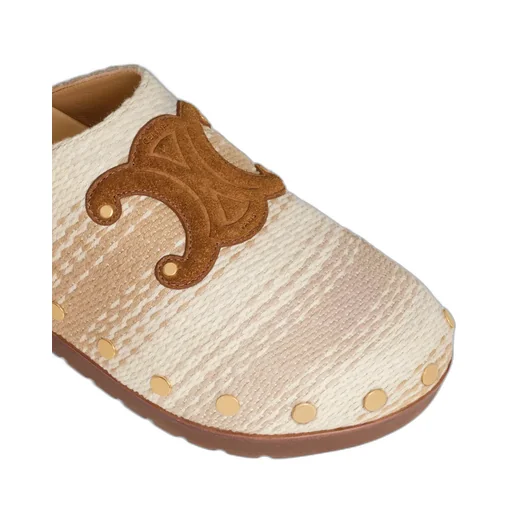 Celine Pitea Clog In Striped Cotton Textile
