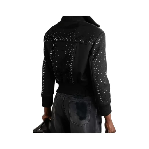 Crystal-Embellished Twill Bomber Jacket
