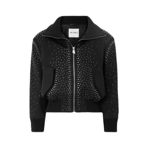 Crystal-Embellished Twill Bomber Jacket