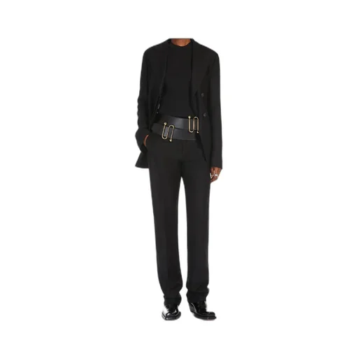 Flared Viscose And Linen Twill Trousers