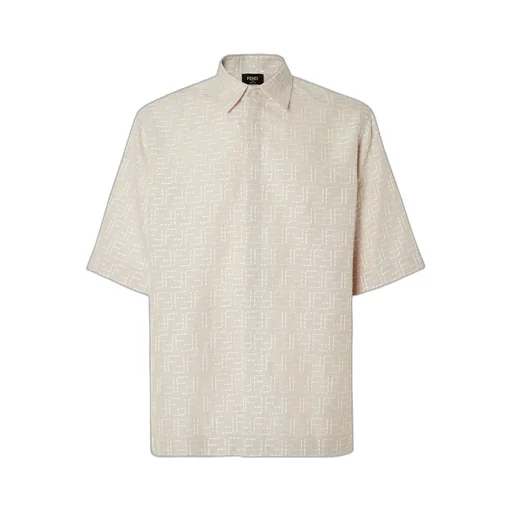 Beige Linen Ff Jacquard Shirt