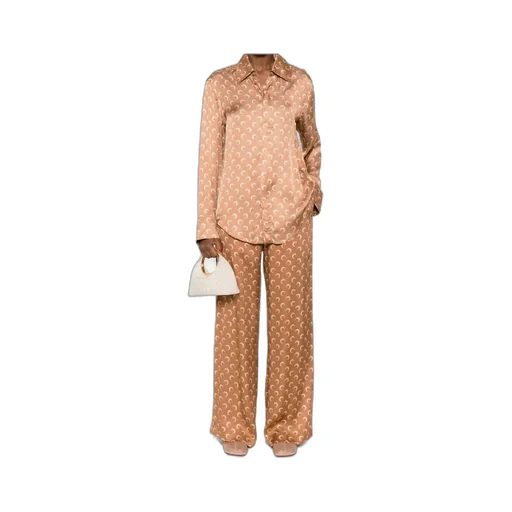 Marine Serre Moon-Jacquard Wide-Leg Trousers