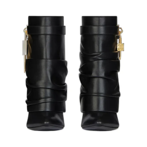 Shark Lock Stiletto Ankle Boots In Nappa Leather