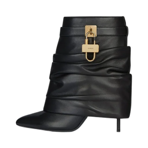 Shark Lock Stiletto Ankle Boots In Nappa Leather
