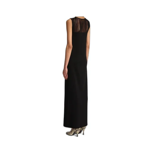 Sheer-Panel Maxi Dress