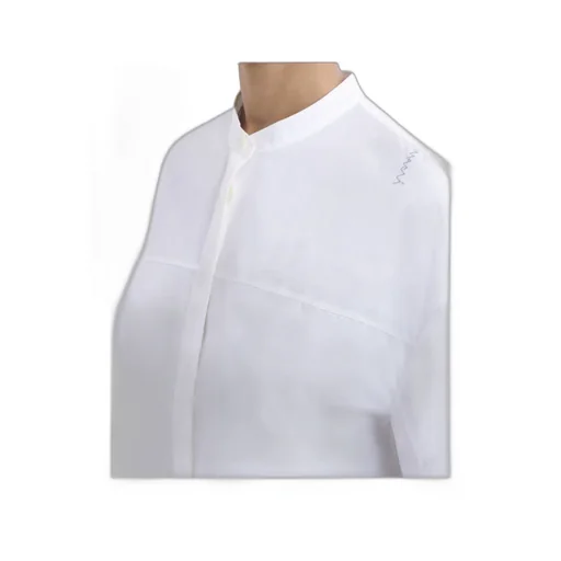 White Organic Cotton Shirt With Mandarin Collar And Marni Symbol