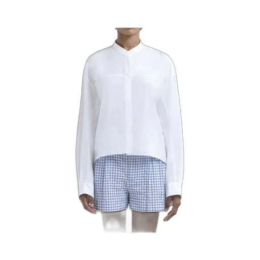 White Organic Cotton Shirt With Mandarin Collar And Marni Symbol
