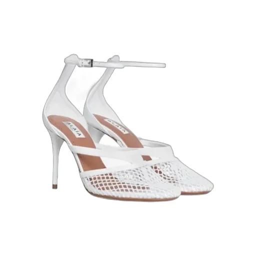 Infradito Sandals In Fishnet & Leather