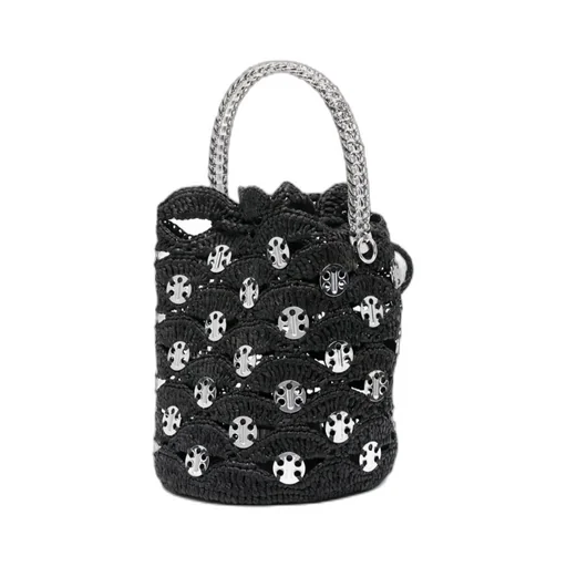 Paco Rabanne Raffia Drawstring Bucket Bag
