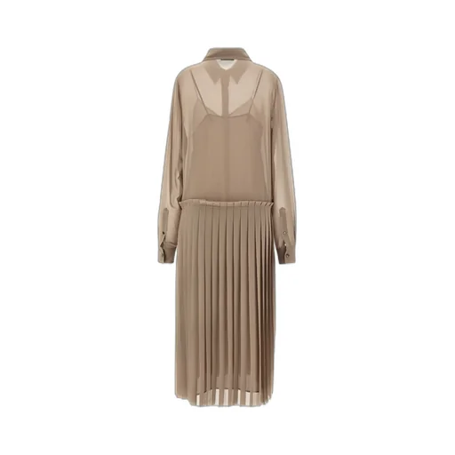Ami Paris Long-Sleeved Pleated Midi Dress