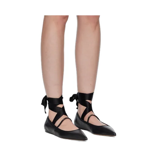 Ferragamo Ankle Ribbon Ballet Flat Shoes