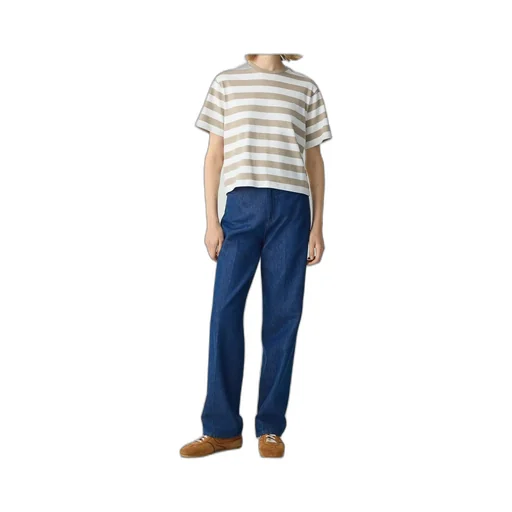 Theory Striped Boxy Crewneck T-Shirt