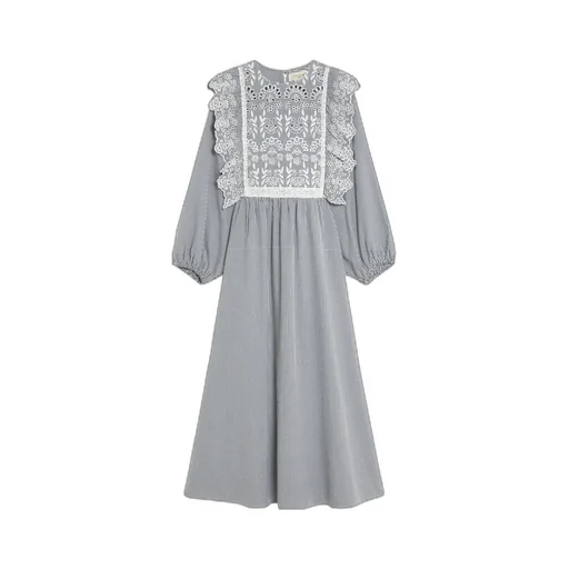 Gingham Cotton Dress With Broderie Anglaise Embroidery