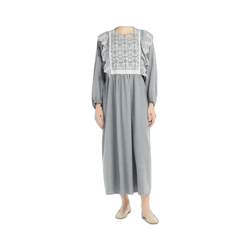Gingham Cotton Dress With Broderie Anglaise Embroidery