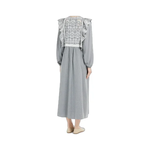 Gingham Cotton Dress With Broderie Anglaise Embroidery