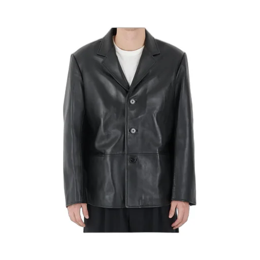 Short Leather Blazer