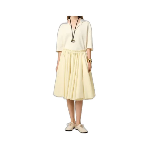 Ami Elastic Waist Midi Skirt
