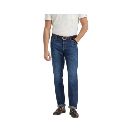 Brunello Cucinelli Logo Patch Cuffed-Hem Jeans