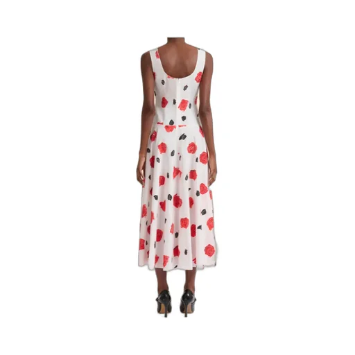 Rose-Print Midi Dress