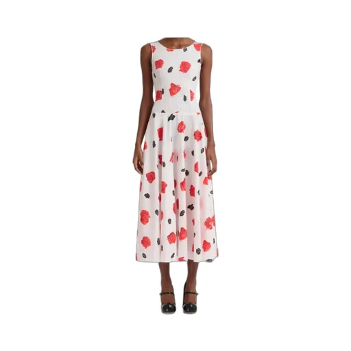 Rose-Print Midi Dress