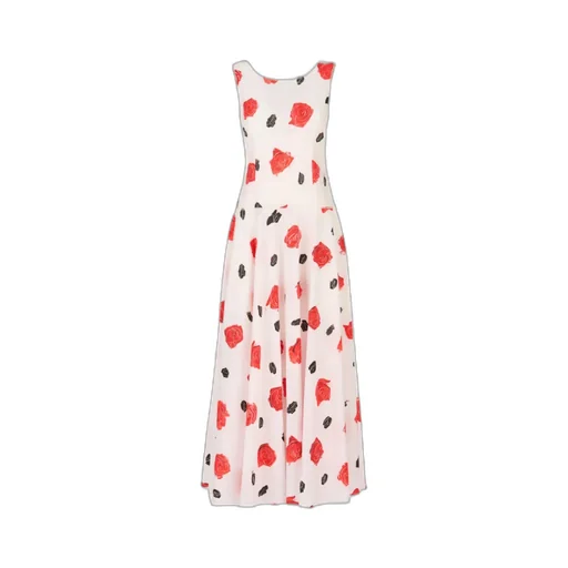 Rose-Print Midi Dress