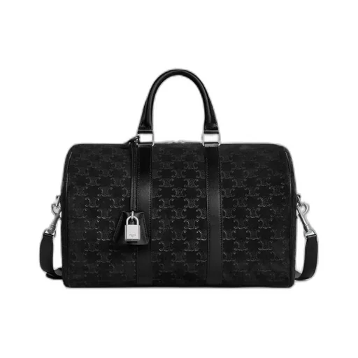 Large Boston In Suede Calfskin With Triomphe Embossed