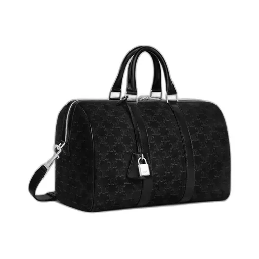 Large Boston In Suede Calfskin With Triomphe Embossed
