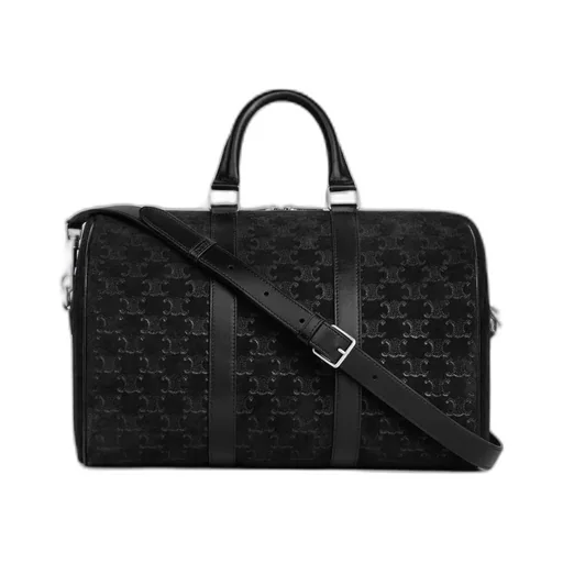 Large Boston In Suede Calfskin With Triomphe Embossed