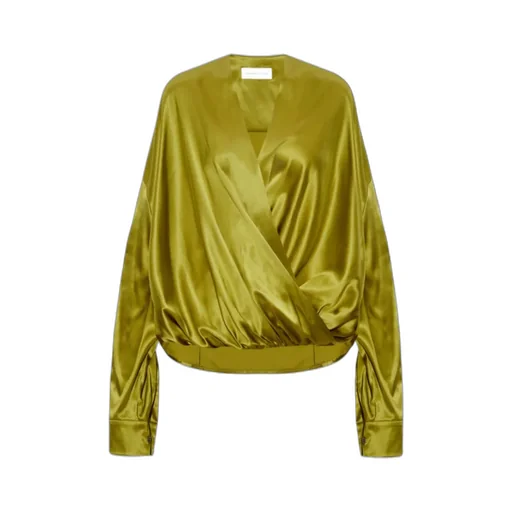 Dries Van Noten Camiel Satin Draped Blouse