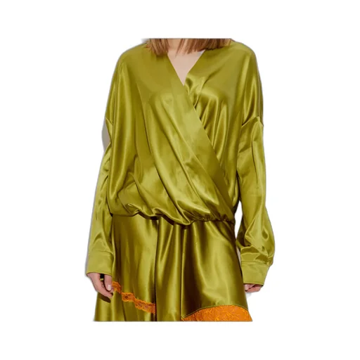 Dries Van Noten Camiel Satin Draped Blouse