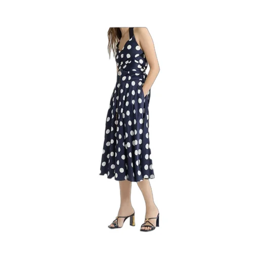 Patou Halterneck Polka-Dot Midi Dress