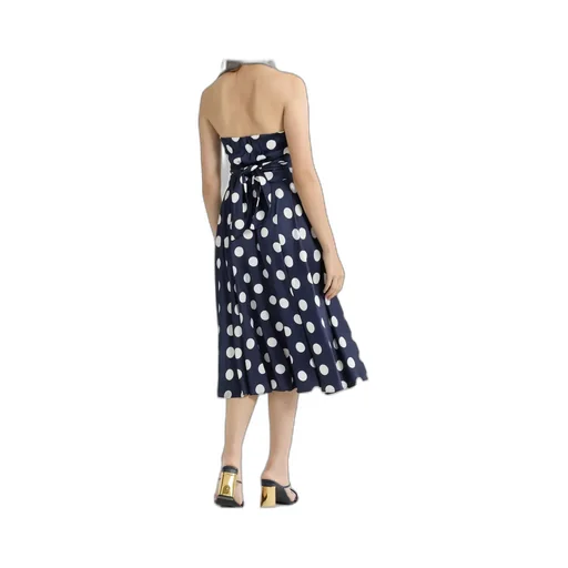 Patou Halterneck Polka-Dot Midi Dress