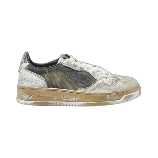 Snakeskin-Panelled Leather Sneakers