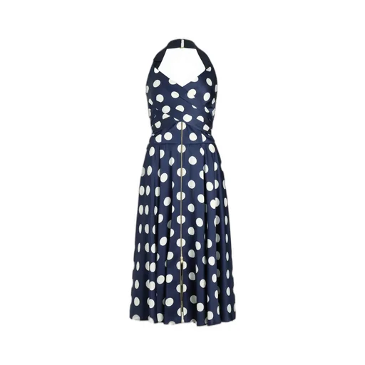 Patou Halterneck Polka-Dot Midi Dress