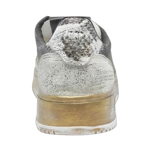 Snakeskin-Panelled Leather Sneakers
