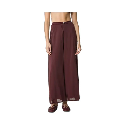 Flared Trousers In Cotton–And–Silk Voile