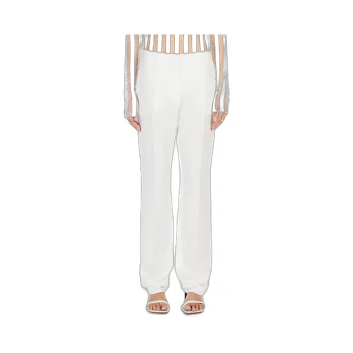 Flared Viscose And Linen Twill Trousers