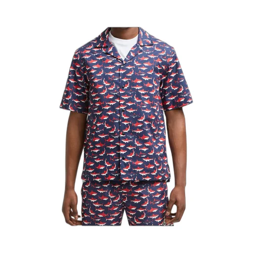 Shark Print Cotton Short Sleeve Shirt