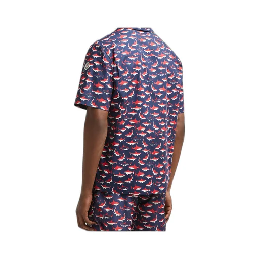 Shark Print Cotton Short Sleeve Shirt