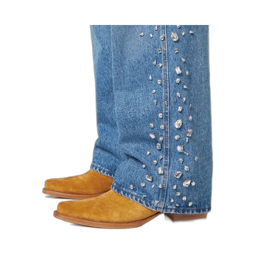 Crystals Over Denim Pants