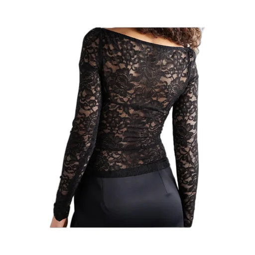 Floral-Lace Sweetheart-Neck Top