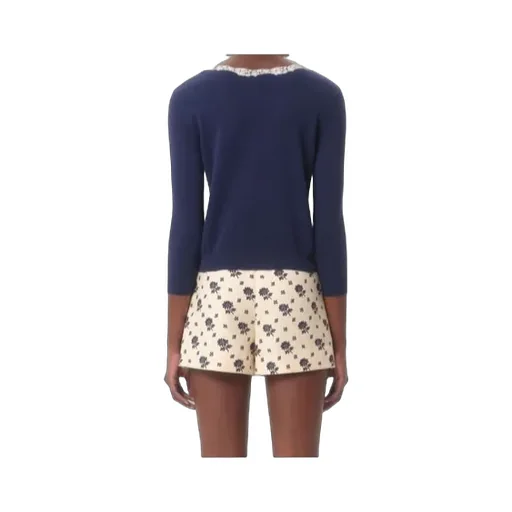 Embroidered Wool And Lace Cardigan