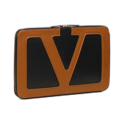 Valentino Logo Patch Zip-Up Wallet
