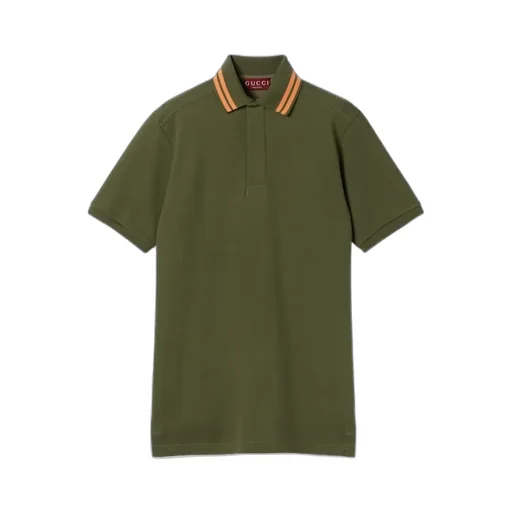 Striped-Collar Polo Shirt