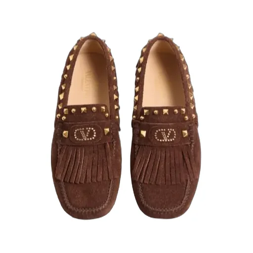 Valentino Garavani Rockstud Fringed Edge Loafers