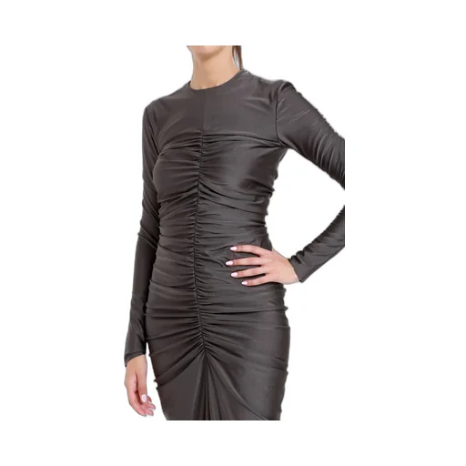 Long-Sleeved Pleated Dress