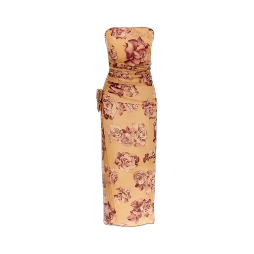 Magda Butrym Strapless Flower Patch Midi Dress