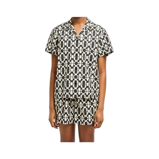 Geometric Print Cotton Short Sleeve Shirt