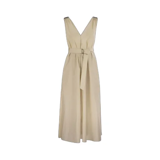 Brunello Cucinelli Belted Pleated Midi Dress